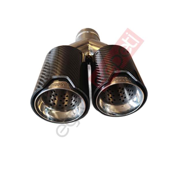 Bmw M Logolu Karbon Egzoz Ucu 90 MM Delikli Parlak Sag Taraf Gerçek Karbon İthal Ürün
