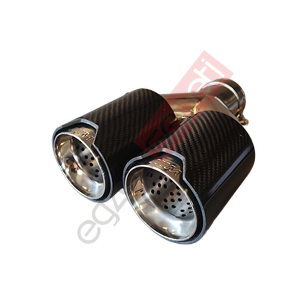 Bmw M Logolu Karbon Egzoz Ucu 90 MM Delikli Parlak Sag Taraf Gerçek Karbon İthal Ürün