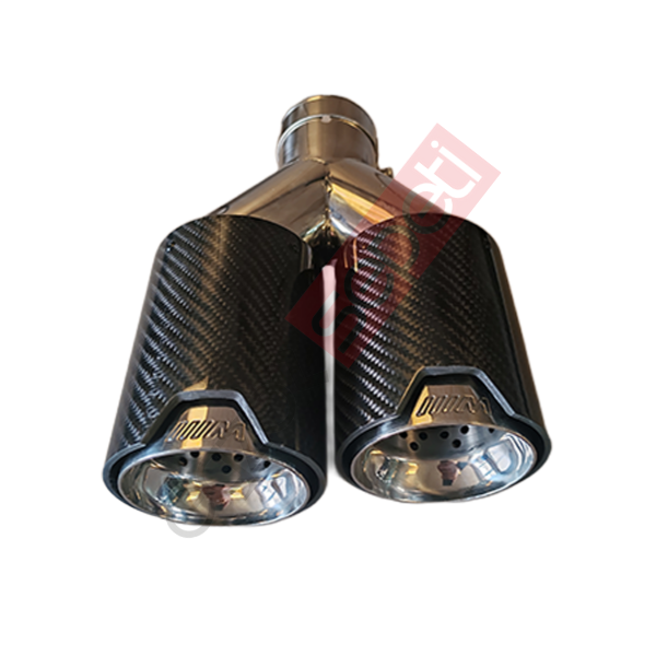 Bmw M Logolu Karbon Egzoz Ucu 90 MM Delikli Parlak Sag Taraf Gerçek Karbon İthal Ürün