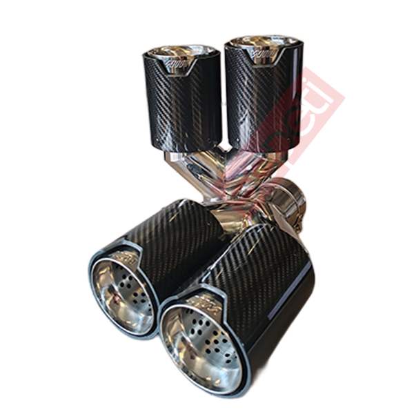 Bmw M Logolu Karbon Egzoz Ucu 90 MM Sİyah Parlak Çiftli Takım Sag Ve Sol Delikli