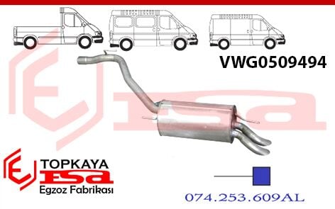 Volkswagen Transporter T4 Arka Susturucu Borulu 2.5 Tdi 1996 > 2003 (Özel)