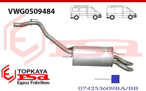 Volkswagen Transporter T4 Minibüs Arka Susturucu Borulu 2.4  1996 > 2003 ( Özel )