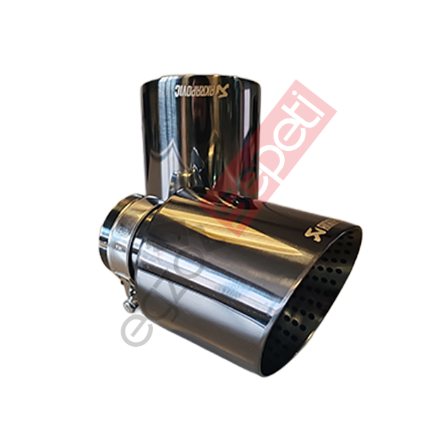 Akrapoviç Krom Egzoz Ucu 100 MM Sağ Ve Sol Takım Parlak Siyah Delikli İthal Ürün