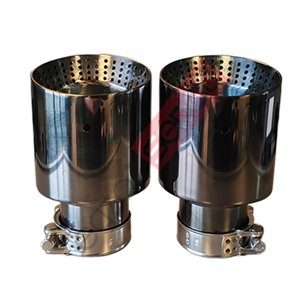 Akrapoviç Krom Egzoz Ucu 100 MM Sağ Ve Sol Takım Parlak Siyah Delikli İthal Ürün