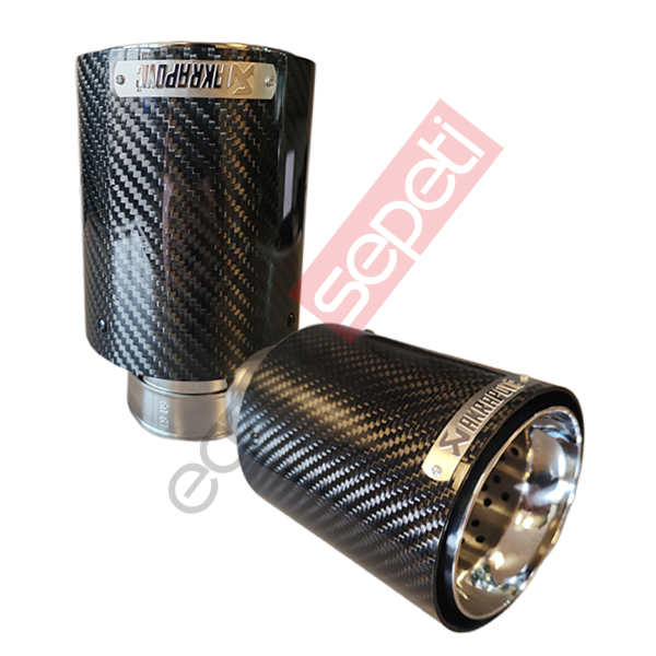 Akrapoviç Karbon Egzoz Ucu 100 MM Sağ Ve Sol Takım Parlak Siyah Gerçek Karbon Malzeme İthal Ürün