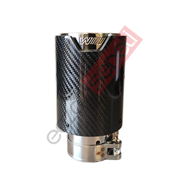 Bmw M Logolu Karbon Egzoz Ucu 90 MM Parlak İçi Delikli Gerçek Karbon İthal Ürün