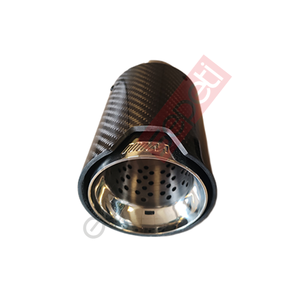 Bmw M Logolu Karbon Egzoz Ucu 90 MM Parlak İçi Delikli Gerçek Karbon İthal Ürün