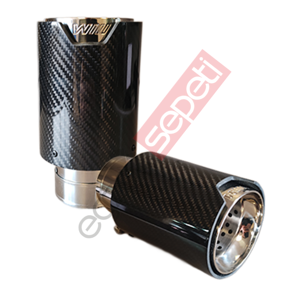 Bmw M Logolu Karbon Egzoz Ucu 90 MM Sağ Ve Sol Takım Parlak İçi Delikli Gerçek Karbon İthal Ürün