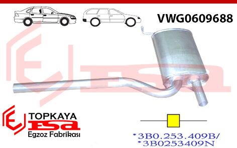 Volkswagen Passat 1.6 / 1.8 Sedan Orta Susturucu Borulu 1996 >..