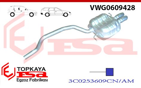 Volkswagen Passat 2.0 Tdi Arka Susturcu Borulu Baskılı 2005 > 2009