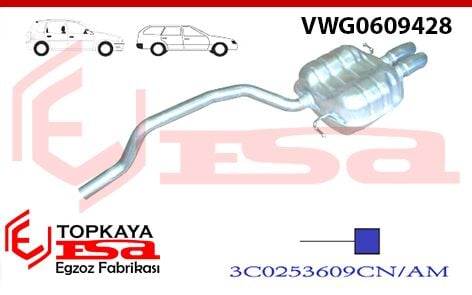 Volkswagen Passat 2.0 Tdi Arka Susturcu Borulu Baskılı 2005 > 2009