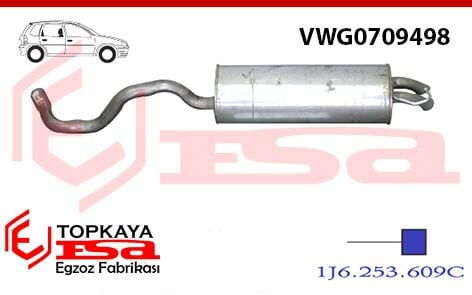 Volkswagen Golf 4 1.6İ 100 Hp 1997 > 2004 / Volkswagen  Bora 1.9 D 1997 > ... / Audi A3 1.6İ Hb / Seat Leon 1.6İ Arka Susturcu Borulu