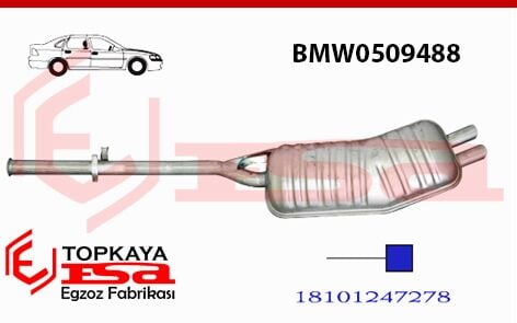 Bmw E36 3.18İ Arka Borulu Çift Çıkışlı Baskılı Susturucu Sport 1990 > 1996