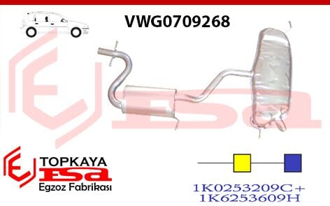 Volkswagen Golf 5 1.6 Fsi Arka Ve Orta Susturucu Baskılı 2003 > 2008