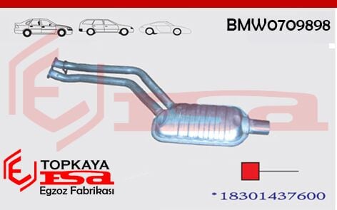 Bmw 3.20/3.23İ Ön Boru Susturucu Baskılı E46 Kısa Tek Çıkış 98-00