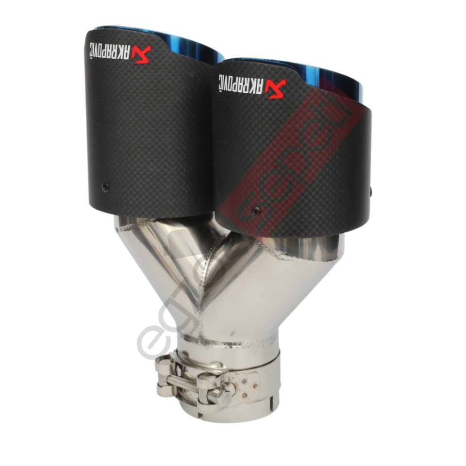 Akrapoviç Karbon Egzoz Ucu 90 MM Çiftli Krom Mavi Mat Sol Gerçek Karbon Malzeme İthal Ürün