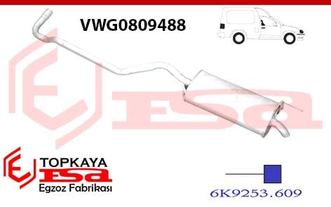 Volkswagen Caddy Arka Susturcu Borulu Tek Çıkış 1.6İ / 1.9 D 1995 > 2004