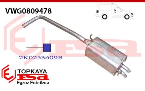 Volkswagen Caddy 3 Arka Susturcu Borulu Tek Çıkış 2004 >…