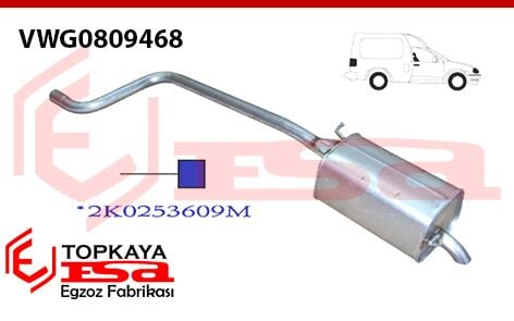 Volkswagen Caddy 3 Arka Susturcu Borulu Tek Çıkış 2007 >…