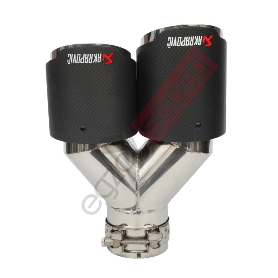 Akrapoviç Karbon Egzoz Ucu 90 MM Çiftli Krom Mat Sağ Gerçek Karbon Malzeme İthal Ürün