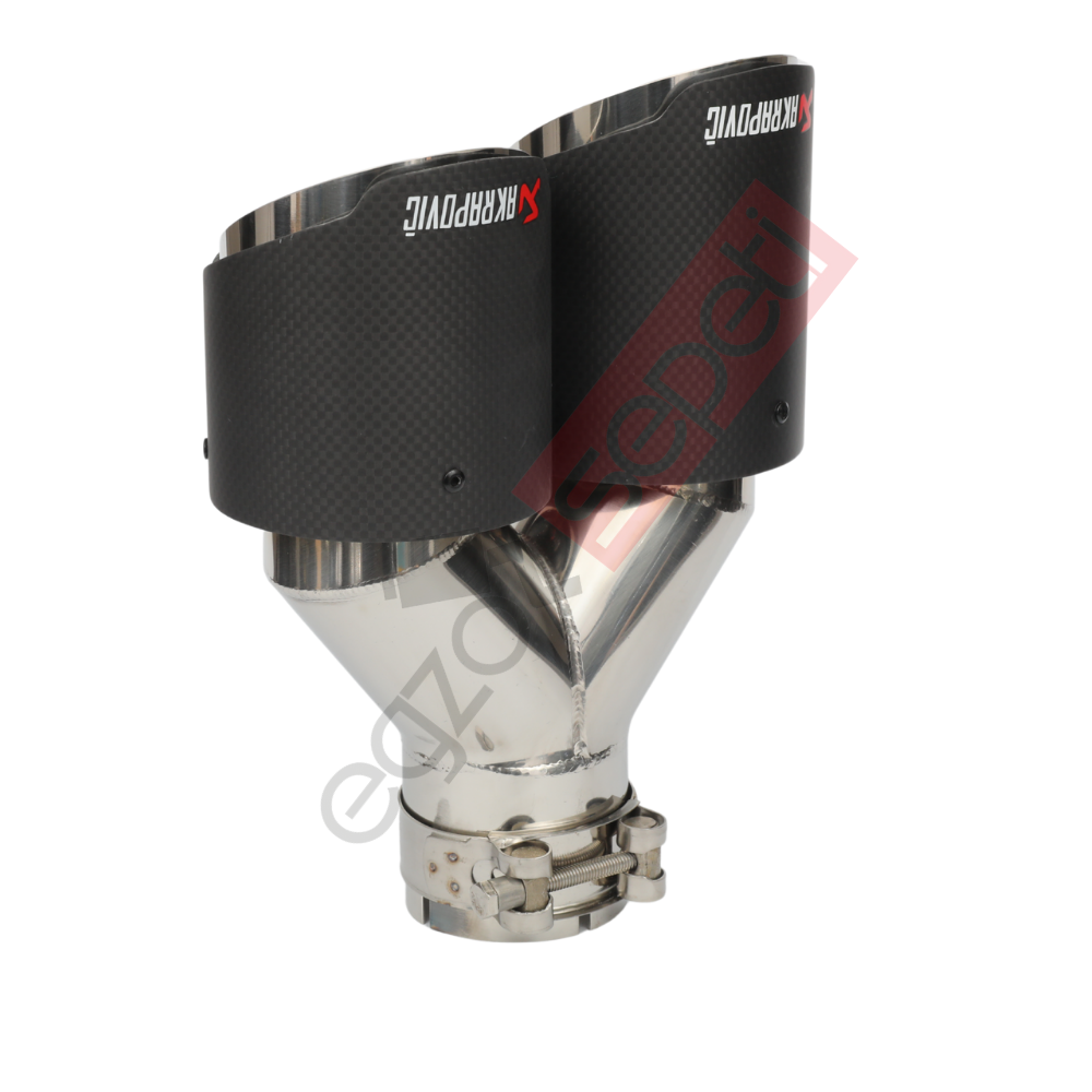 Akrapoviç Karbon Egzoz Ucu 90 MM Çiftli Krom Mat Sağ Gerçek Karbon Malzeme İthal Ürün