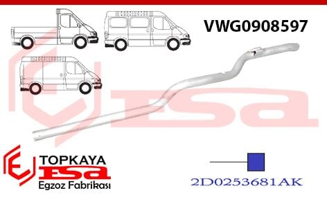 Volkswagen Volt Lt 28/35 2.5 / 2.8 Tdi Uzun Çıkış Borusu 1996 > 2006 82-102 Hp Lwb Min / Van Pick-Up