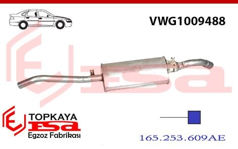 Volkswagen Jetta Arka Susturcu Borulu 1.3 / 1.6 1985 > 1989