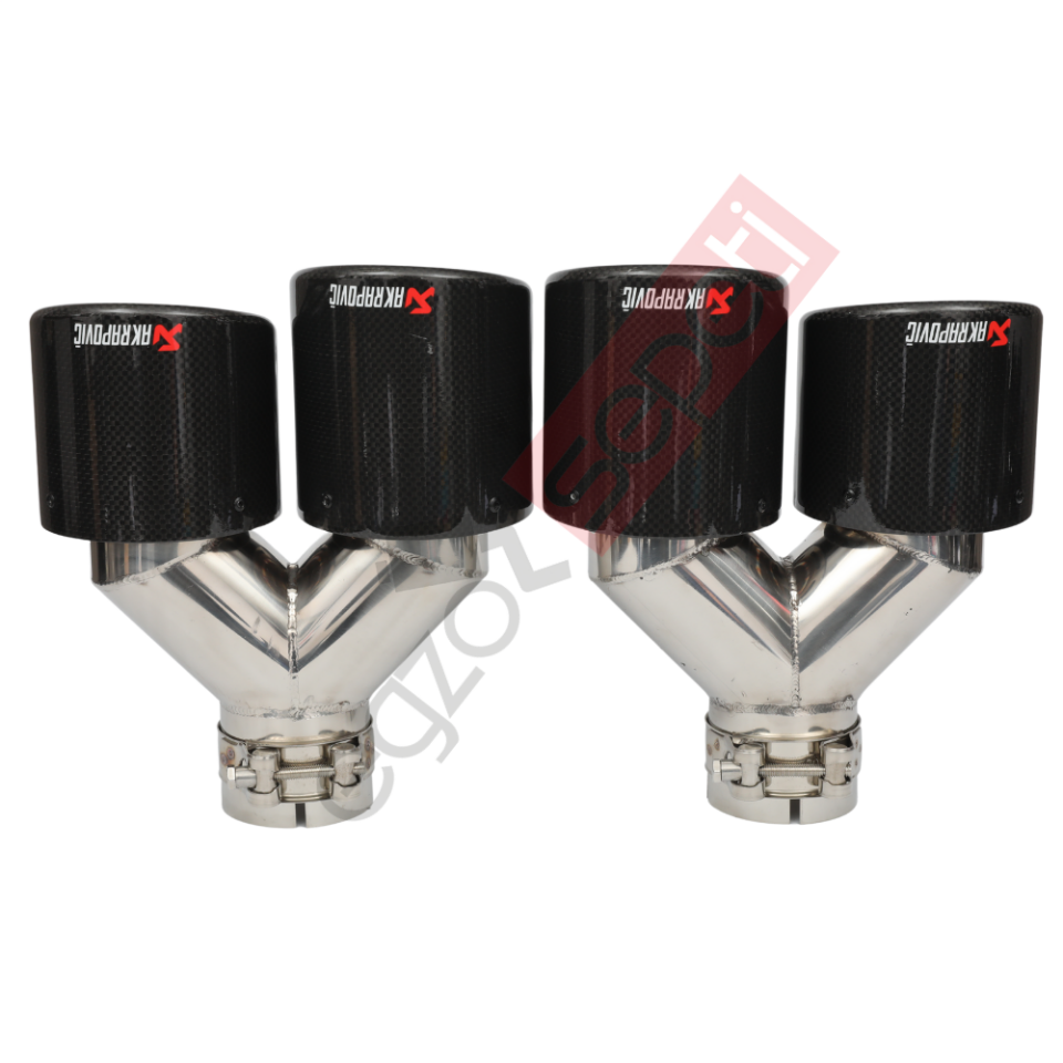 Akrapoviç Karbon Egzoz Ucu 100 MM Çiftli Dudaklı Parlak Sag Ve Sol Takım Gerçek Karbon Malzeme İthal Ürün