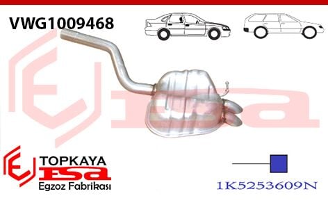 Volkswagen Jetta 3 1.9 / 2.0 Tdi Arka Susturcu Borulu Baskılı Tek Çıkış 2005 > 2010
