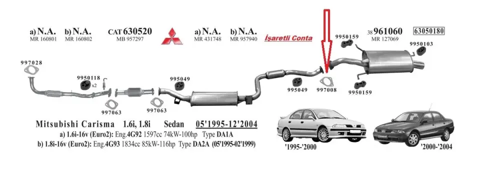 Mitsubishi Arka Egzoz Contası (Carisma - Colt) (1995-05)