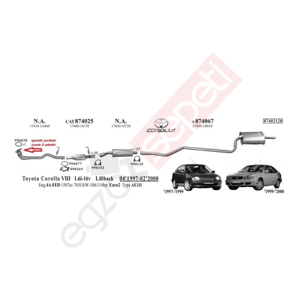 Toyota Corolla Ön Egzoz Boğaz Contası (1996 - 01)