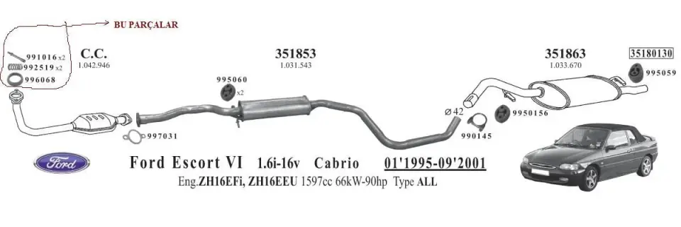Ford Escort Egzoz Contası Takımı 1.6 (1994 - 99)