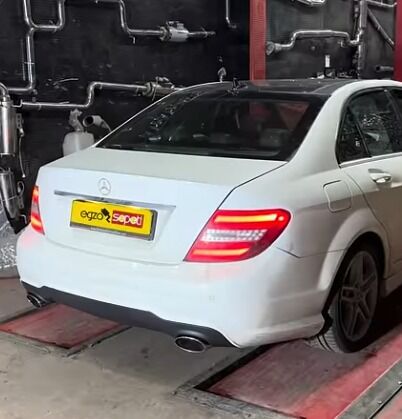 Mercedes C180 1.6 W204 Çift Spor Susturucu Krom Arka Y Pipe Difüzör ve C180 Egzoz Uçları
