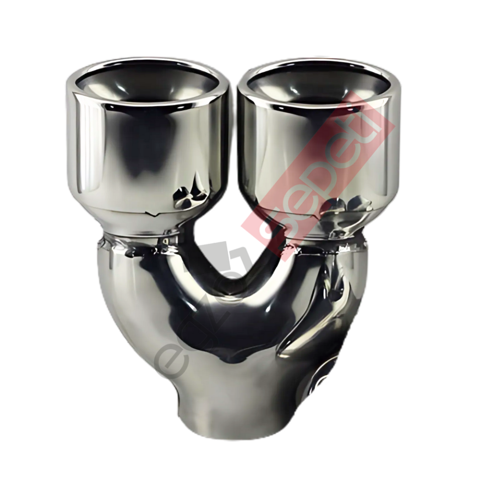 Krom Çift Çıkış Egzoz Ucu 304 Kalite Oval Çap Ölçüsü 55x80 mm