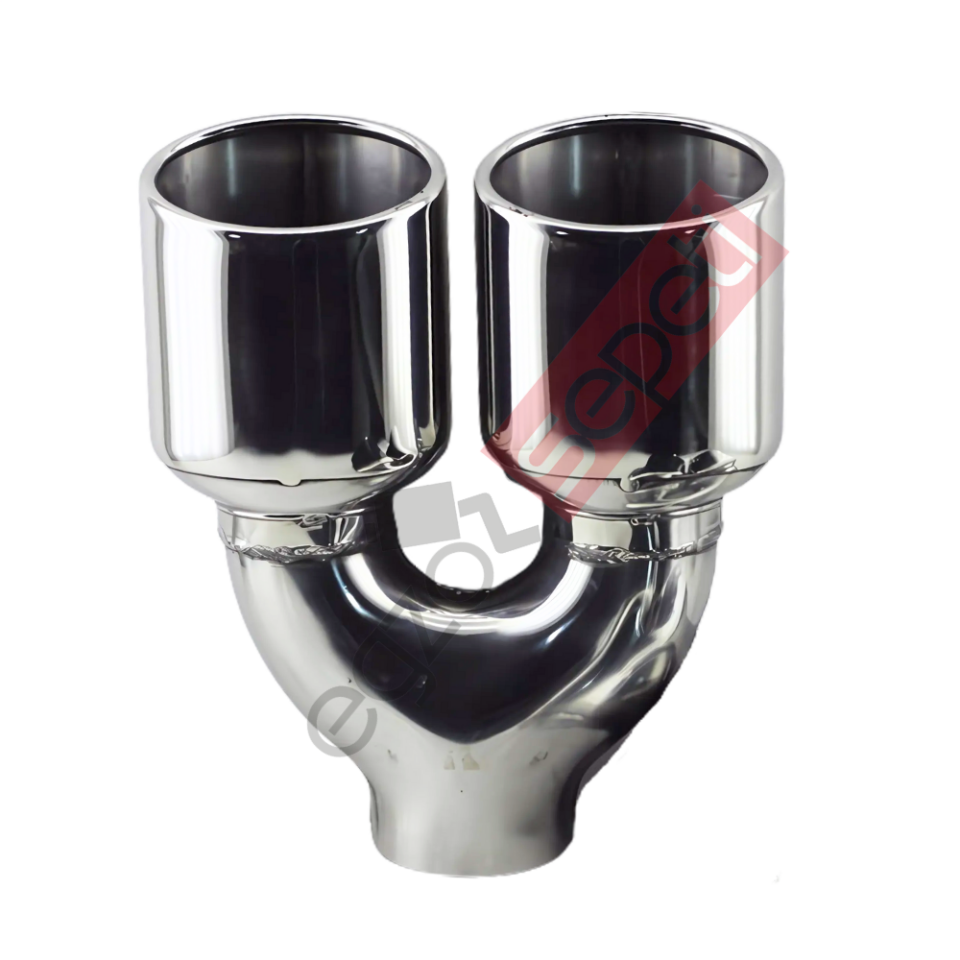 Krom Çift Çıkış Egzoz Ucu 304 Kalite Oval Çap Ölçüsü 75x100mm