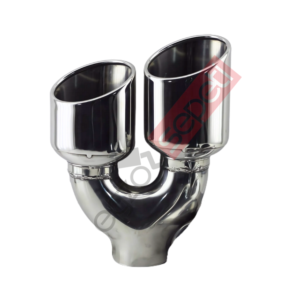 Krom Çift Çıkış Egzoz Ucu 304 Kalite Sol Taraf Oval Çap Ölçüsü 75x100mm