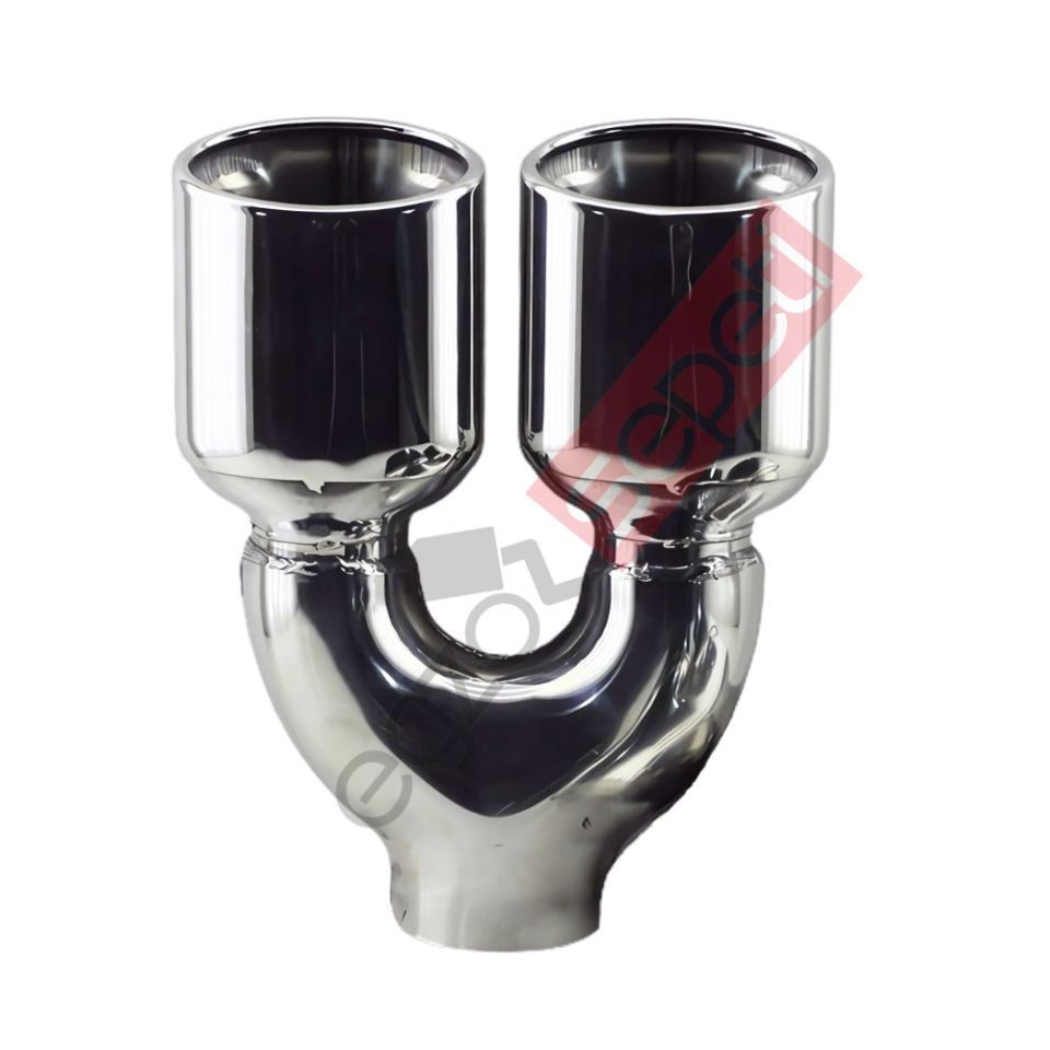 Krom Çift Çıkış Egzoz Ucu 304 Kalite Eşit Oval Çap Ölçüsü  6x10cm