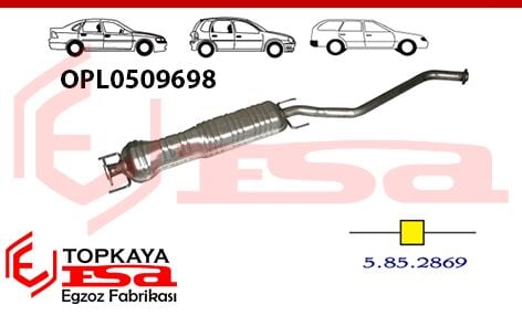 Opel Vectra B 2.0İ / 2.5İ 16 V 2.6İ V6 Orta Susturucu Borulu Baskılı 1995 > 2000