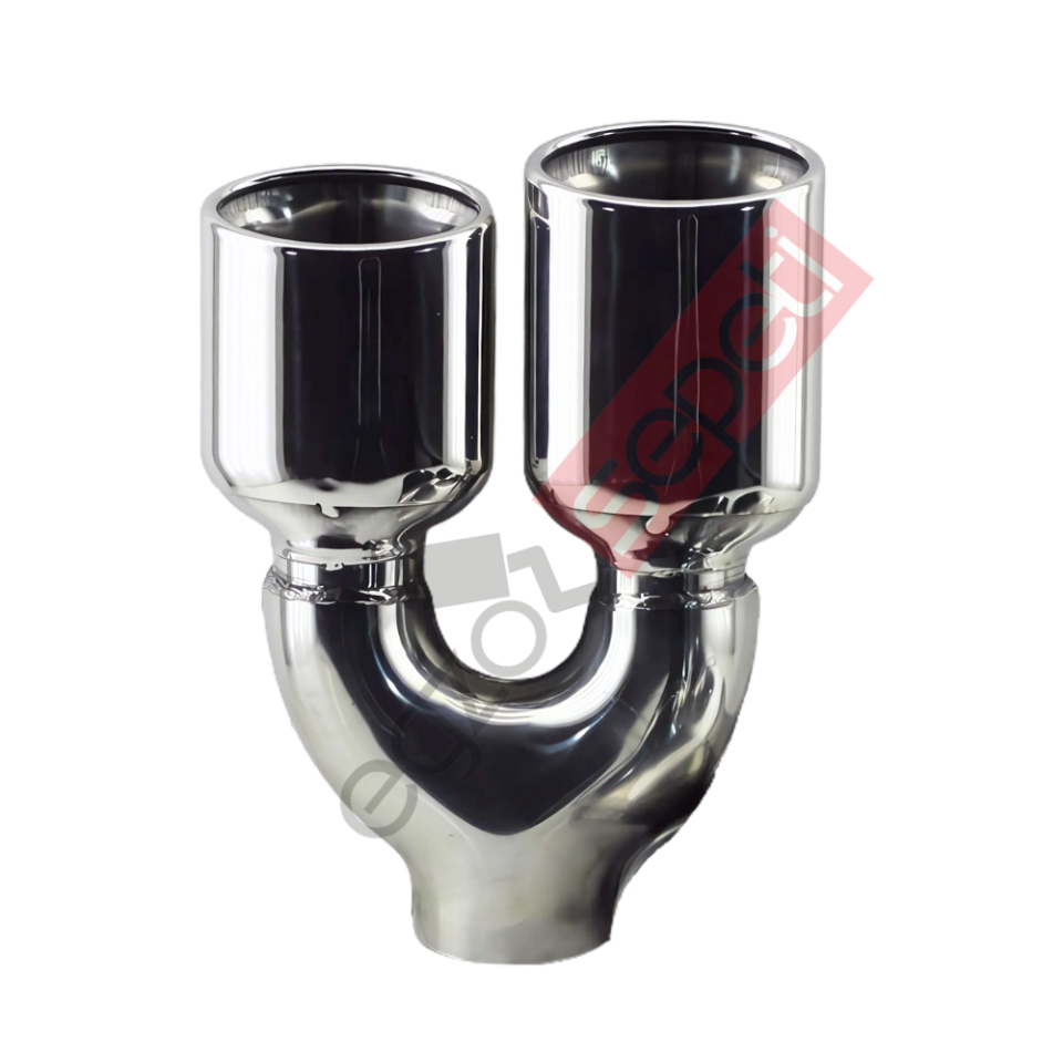 Krom Çift Çıkış Egzoz Ucu 304 Kalite Sol Taraf Oval Çap Ölçüsü  6x10cm