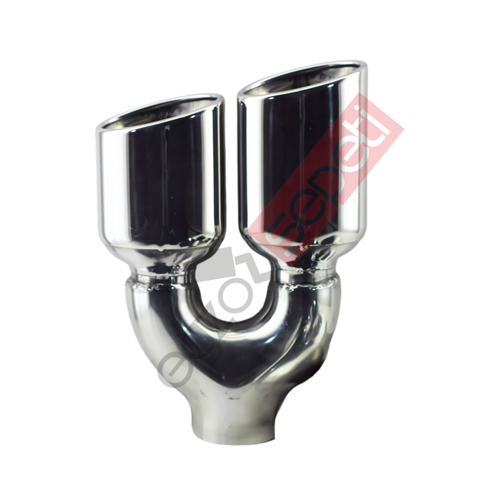 Krom Çift Çıkış Egzoz Ucu 304 Kalite Sol Taraf Oval Çap Ölçüsü 60x100 mm