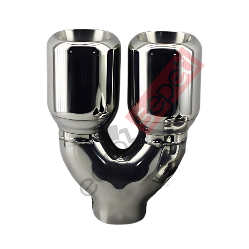 Krom Çift Çıkış Egzoz Ucu 304 Kalite Eşit Yuvarlak Çap Ölçüsü 76mm