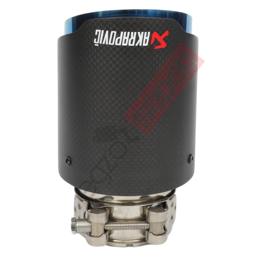 Akrapoviç Karbon Egzoz Ucu 90 MM Mat Mavi Gerçek Karbon Mazleme İthal Ürün