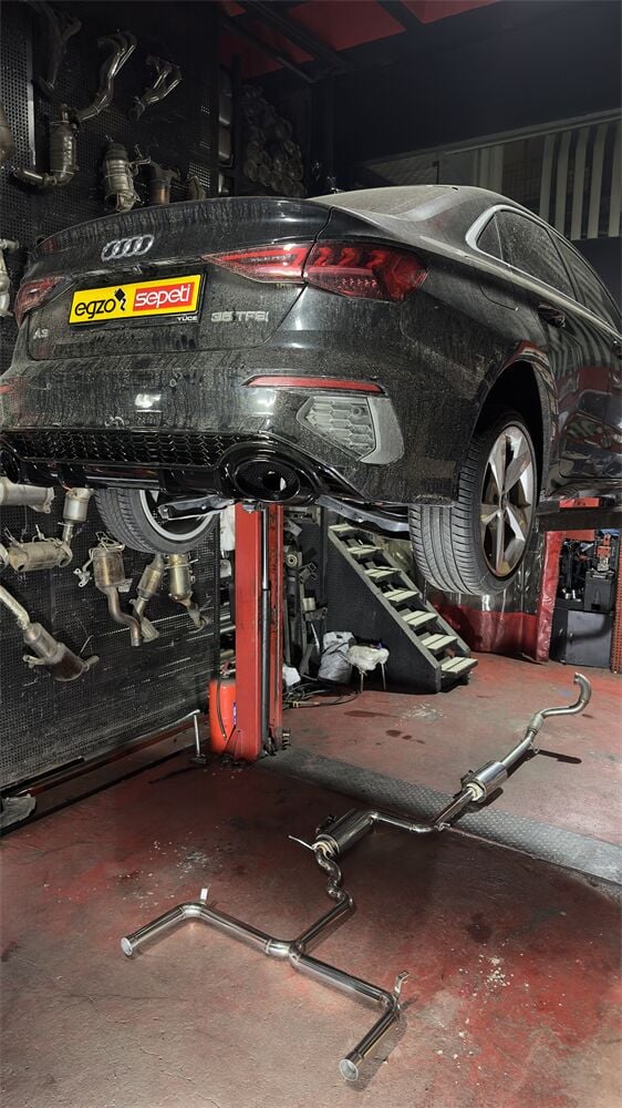 Audi A3 1.4 / 1.5 Benzinli Downpipe Çift Krom Flanşlı Varex 60 mm Krom Borularla Krom Kit