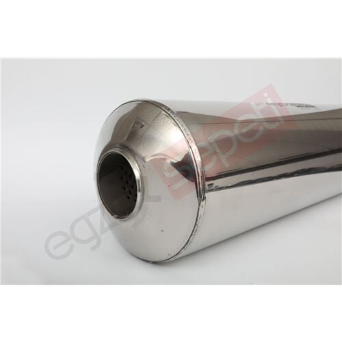 Özel Üretim Rezonatör 70 Çap 304 Krom, Elyaflı Spor Susturucu 25 CM