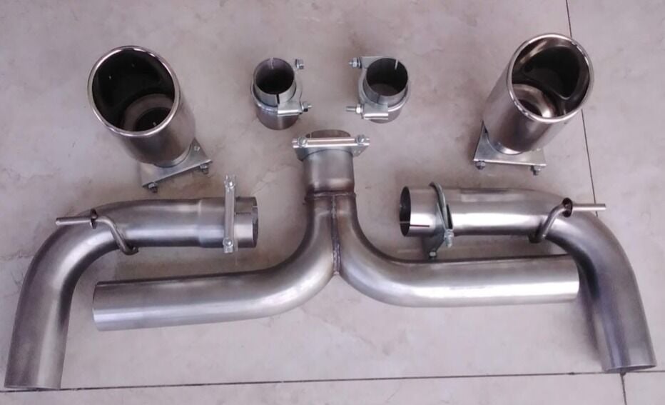 VW Golf 5 Arka Y Pipe Kelepçeli Set Egzoz Uçları Dahil Mat Krom