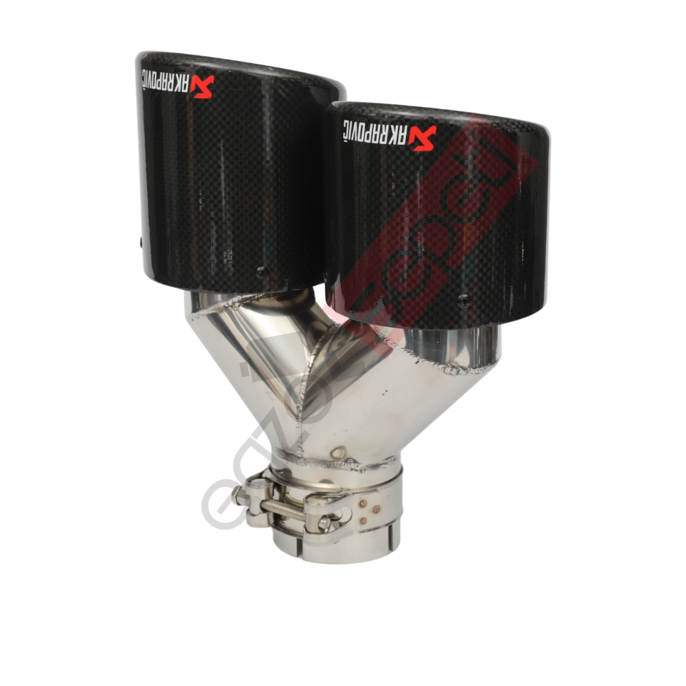 Akrapoviç Karbon Egzoz Ucu 100 MM Çiftli Dudaklı Parlak Sol Gerçek Karbon Malzeme İthal Ürün