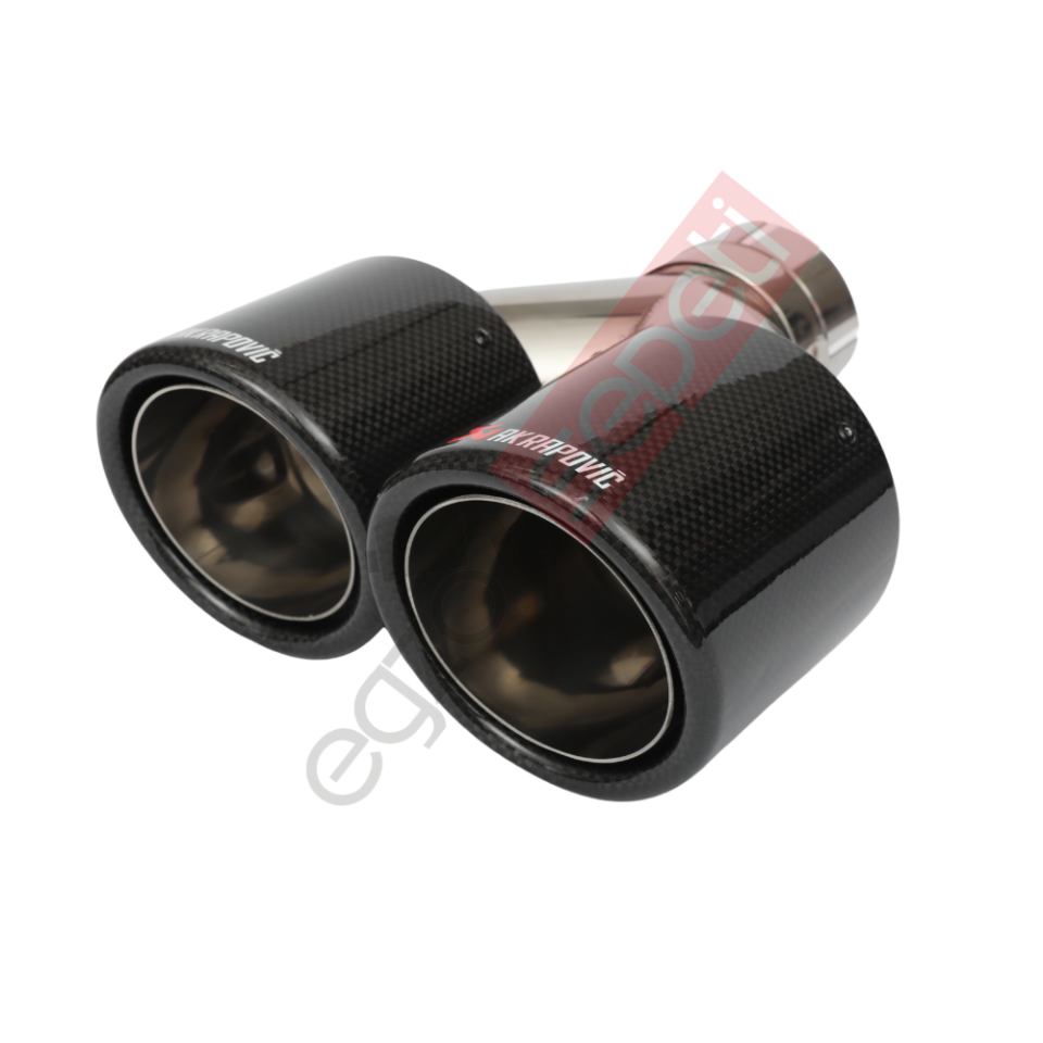 Akrapoviç Karbon Egzoz Ucu 100 MM Çiftli Dudaklı Parlak Sol Gerçek Karbon Malzeme İthal Ürün
