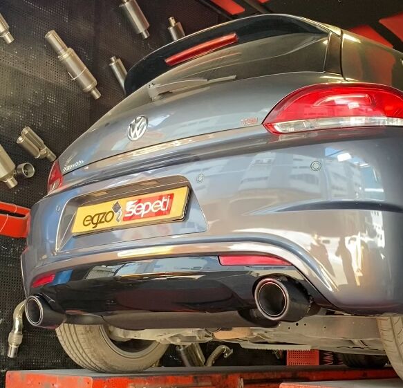VW Scirocco Sag Ve Sol Egzoz Özel Üretim Susturucu + Sag Ve Sol Baglantı Ekipmanları Takım Halinde