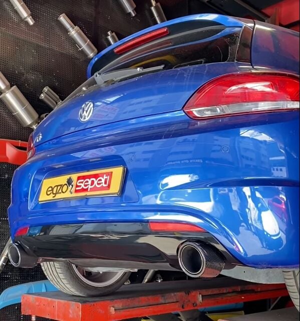 VW Scirocco Sag Ve Sol Egzoz Özel Üretim Susturucu + Sag Ve Sol Baglantı Ekipmanları Takım Halinde