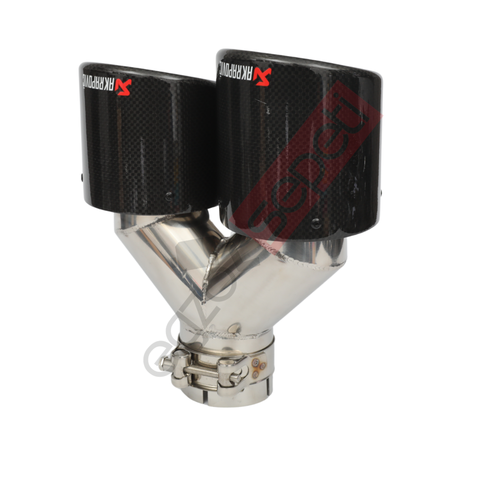 Akrapoviç Karbon Egzoz Ucu 100 MM Çiftli Dudaklı Parlak Sag Gerçek Karbon Malzeme İthal Ürün